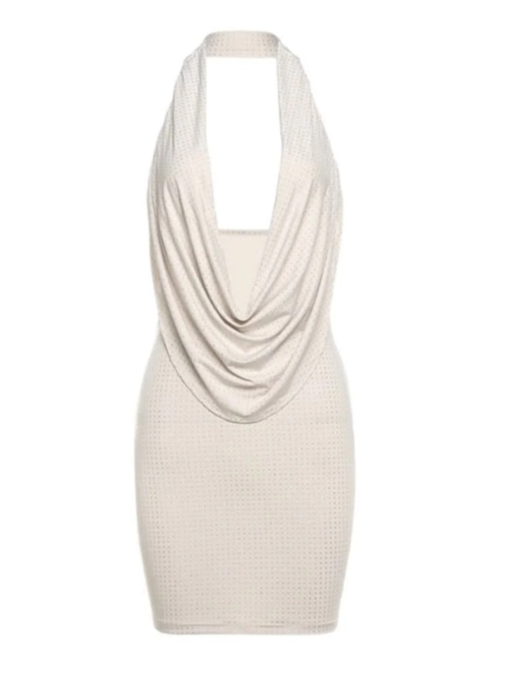 Cream Cowl Neck Halter Dress